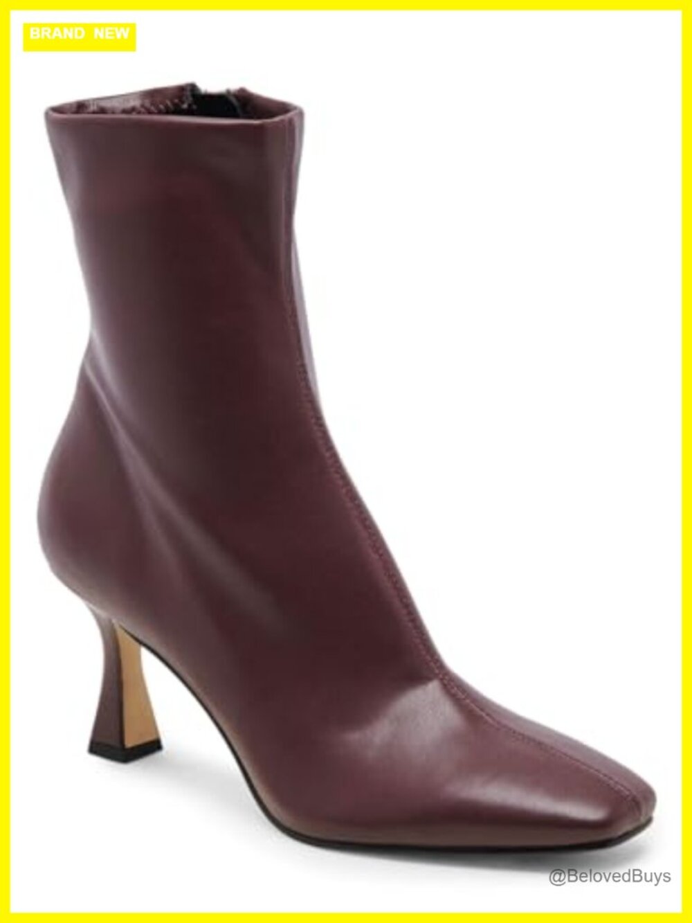 Womens Kitten Heel Ankle Boots Square Toe Side Zipper Booties